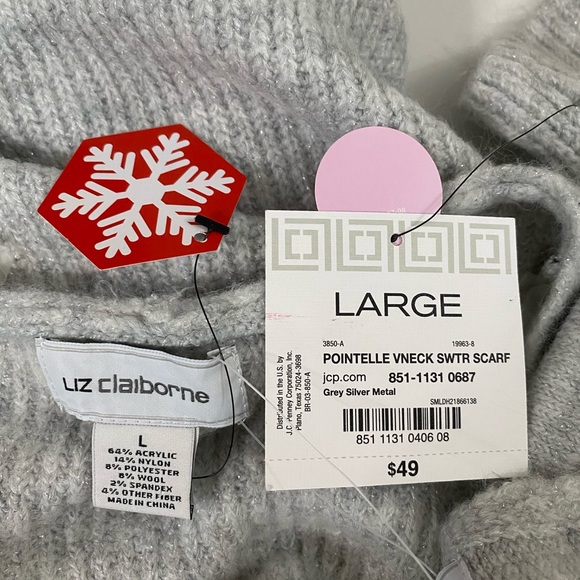 Liz Claiborne scarf knit Pointelle sweater tunic dress women’s size - Picture 5 of 14